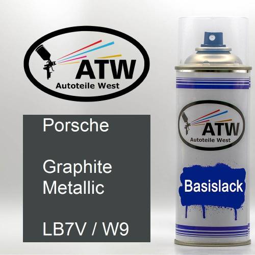 Porsche, Graphite Metallic, LB7V / W9: 400ml Sprühdose, von ATW Autoteile West.